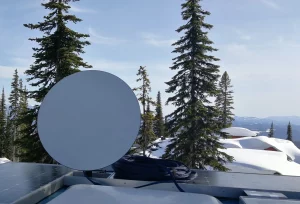 Example of Starlink for RVs installed on top of an RV
