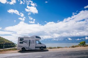 RV parked on side of road RV vacations destinations blog RVnGO