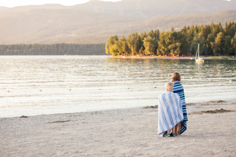 children overlooking whitefish lake montana