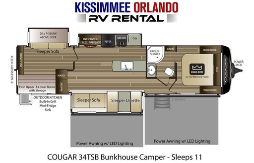 2020 Keystone Cougar 34TSB Bunkhouse Travel Trailer for rent in Orlando, FL