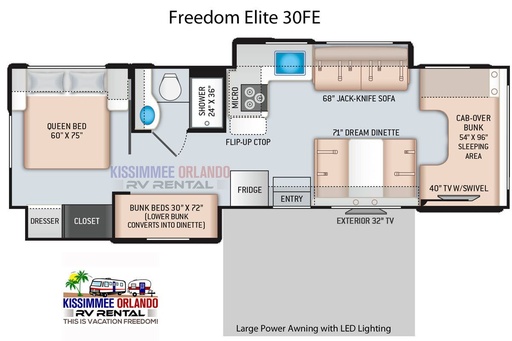 2020 Thor Freedom Elite 30FE Class C Motorhome for rent in Orlando, FL