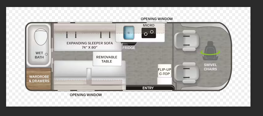 Floor plan .png - 2025 Thor Twyst Class B Motorhome rental photo 6